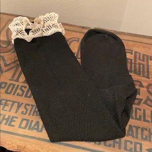 Black Boot Socks w Ivory Lace Detail